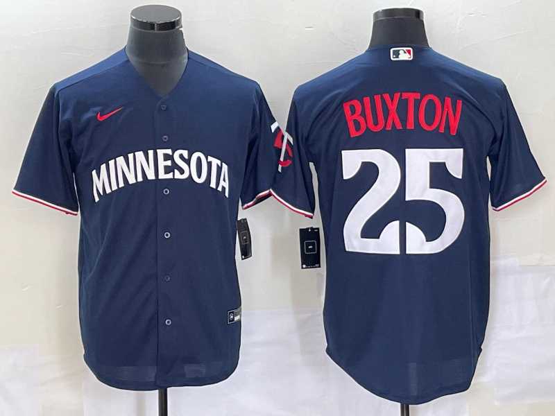 Mens Minnesota Twins #25 Byron Buxton 2023 Navy Blue Cool Base Stitched Jersey